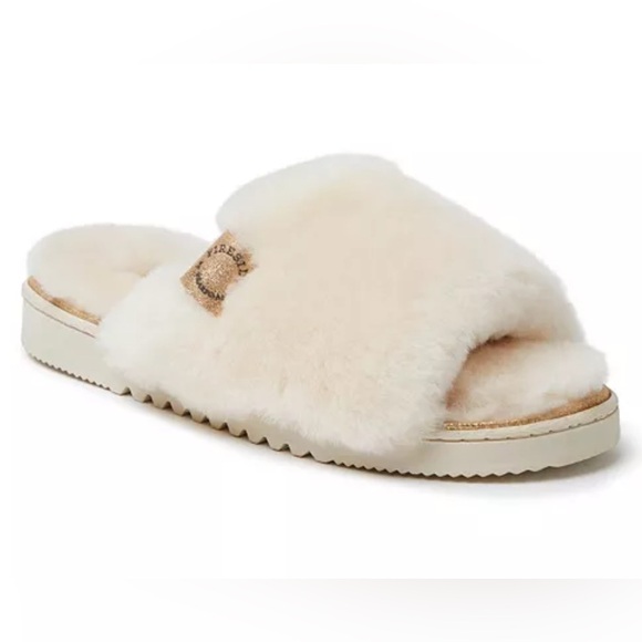 Dearfoams Fireside Genuine Shearling Slip-on Slippers Size 8 39 - Picture 1 of 4